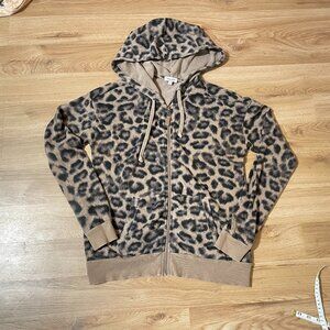 leopard print zip-up hoodie